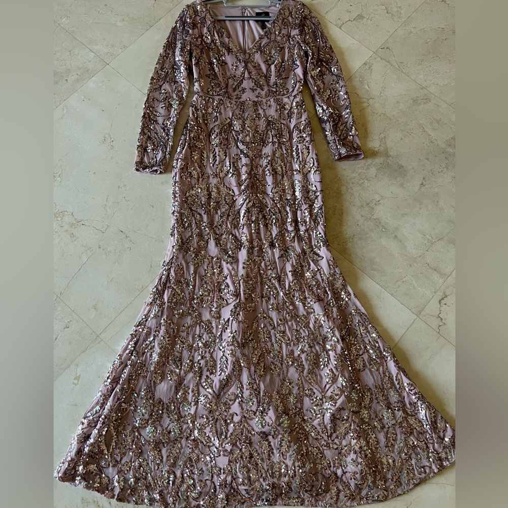 Adrianna Papell long sleeve mermaid gown